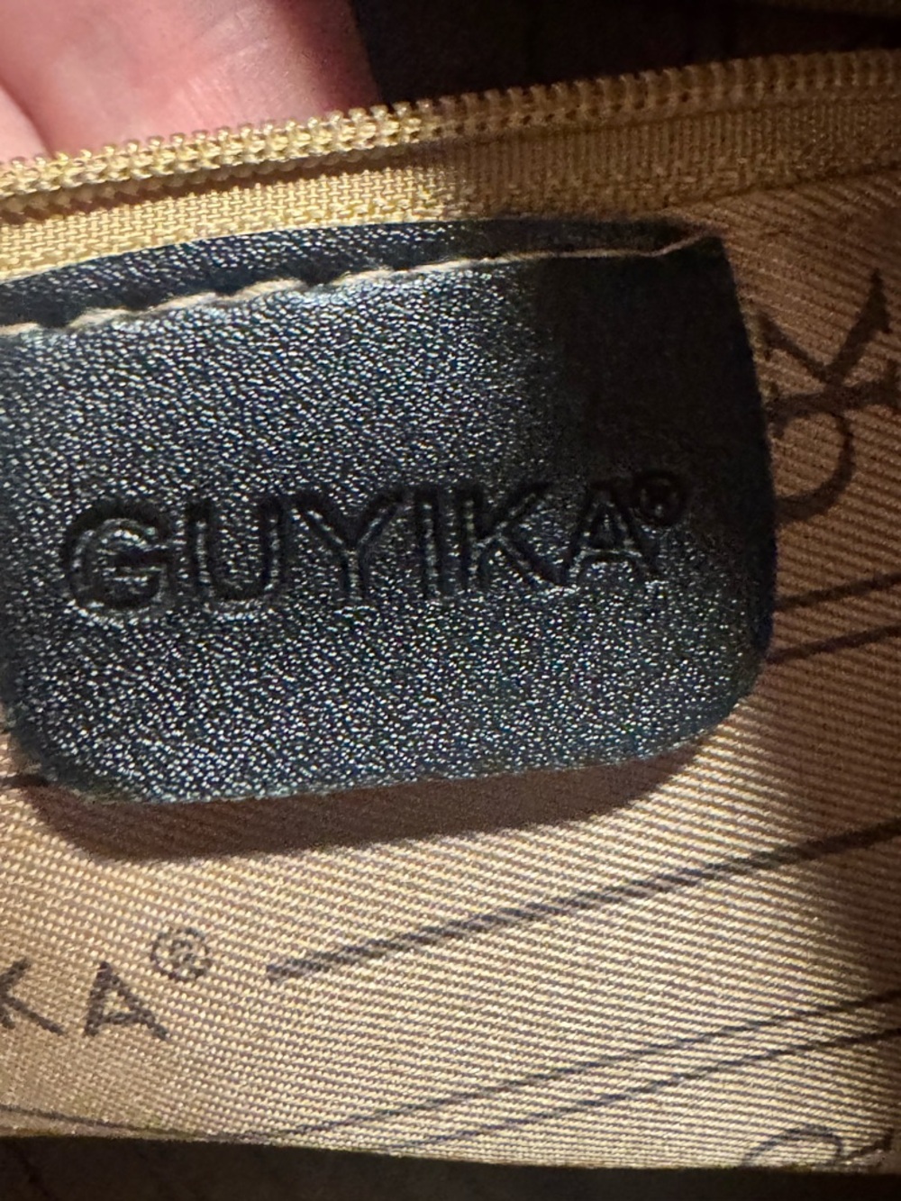 Guyika Brown Monogram Tote with Tan Trim - Picture 9 of 16